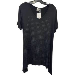 NEW FASHION APPAREL women's rhinestone sharkbite tunic in black
